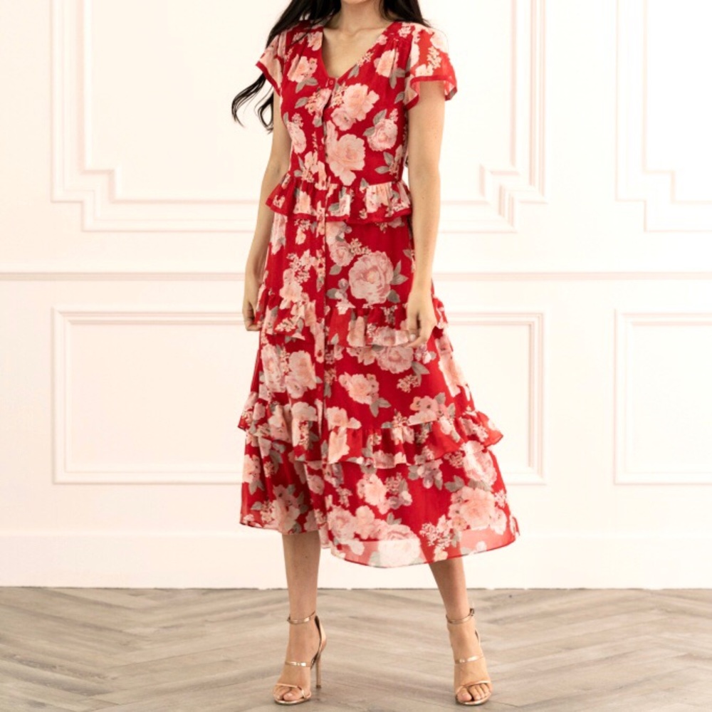 Rachel Parcell  • Floral Ruffle Button-Up Dress